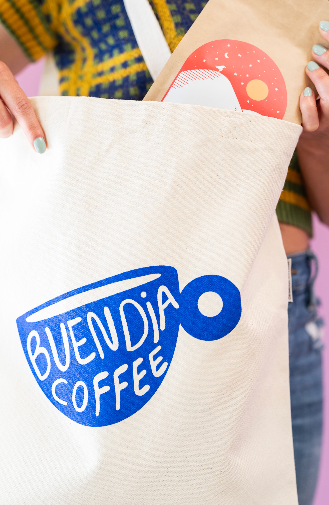 Buen Dia Coffee Tote in Blue