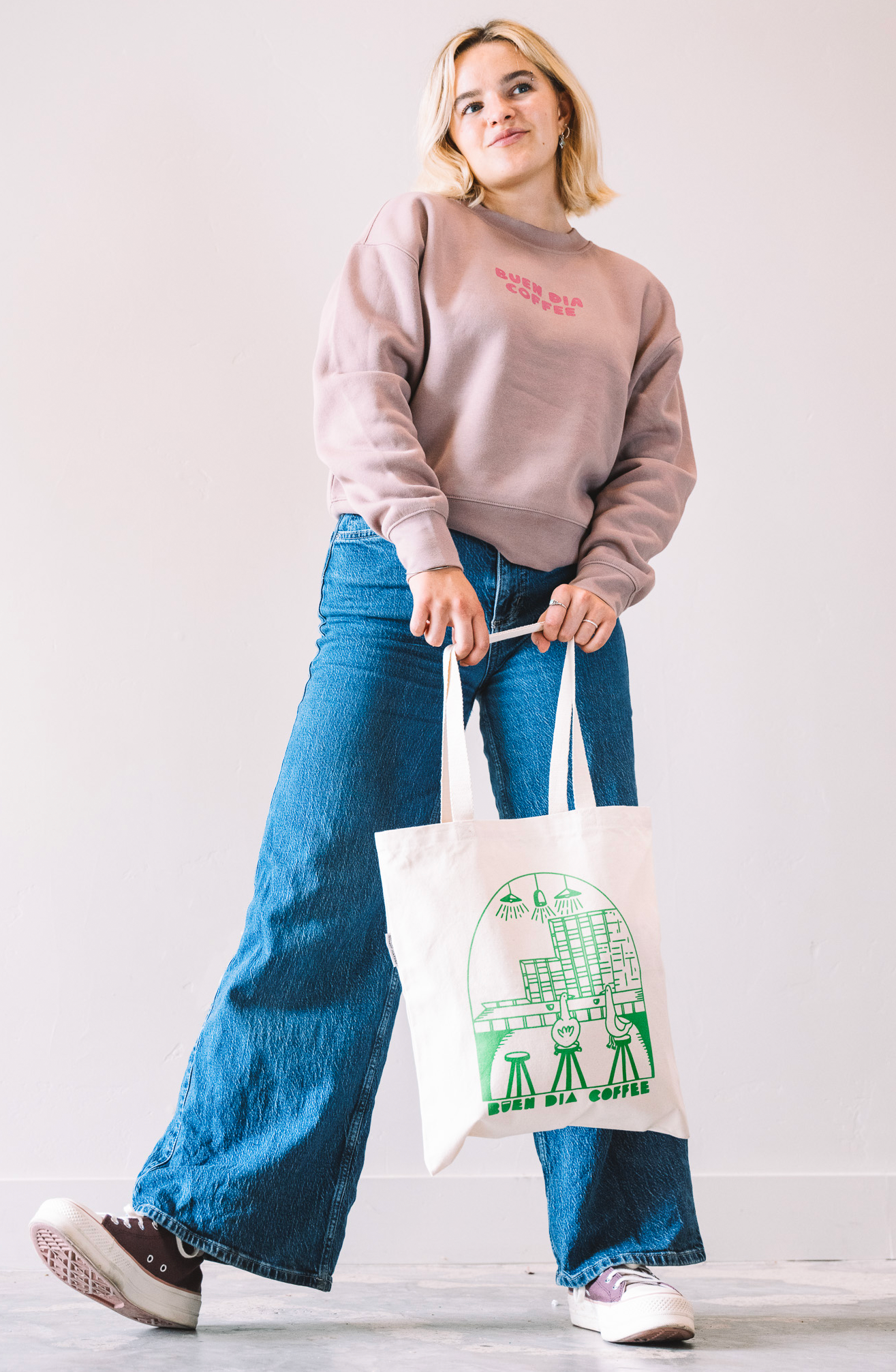 TWO BIRDS COFFEE TOTE BAG - GREEN