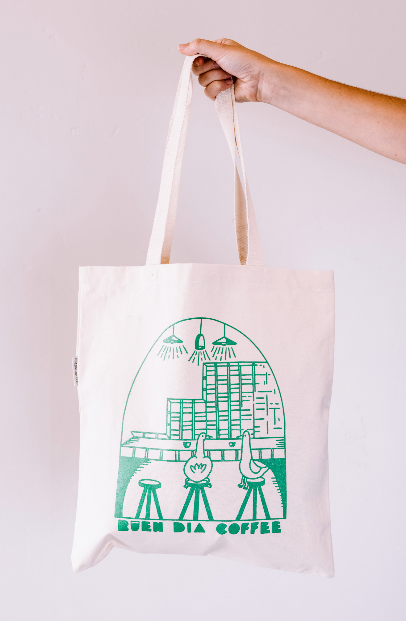 Two Birds Coffee Tote in Green