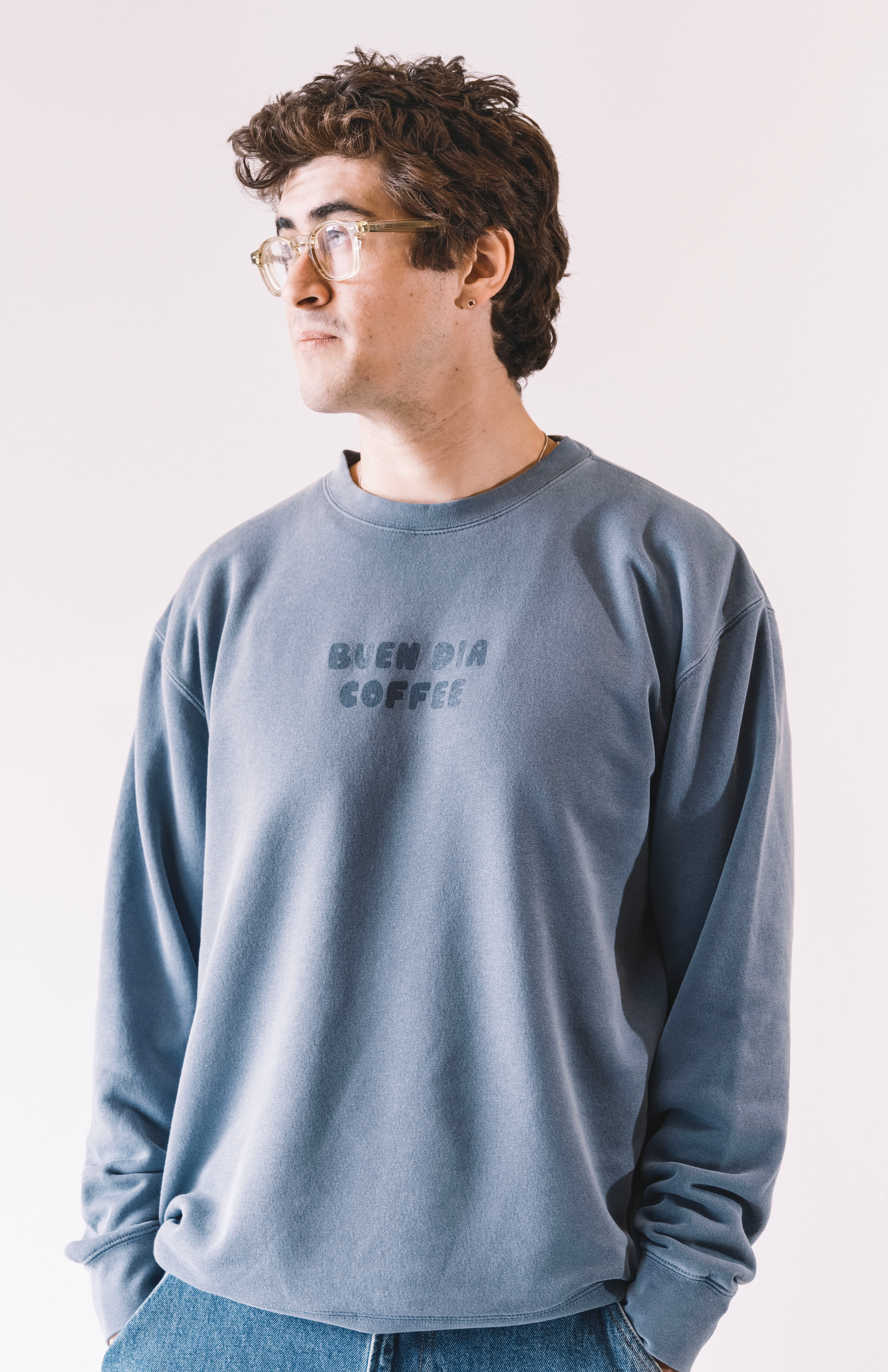 BUEN DIA COFFEE CREWNECK IN BLUE