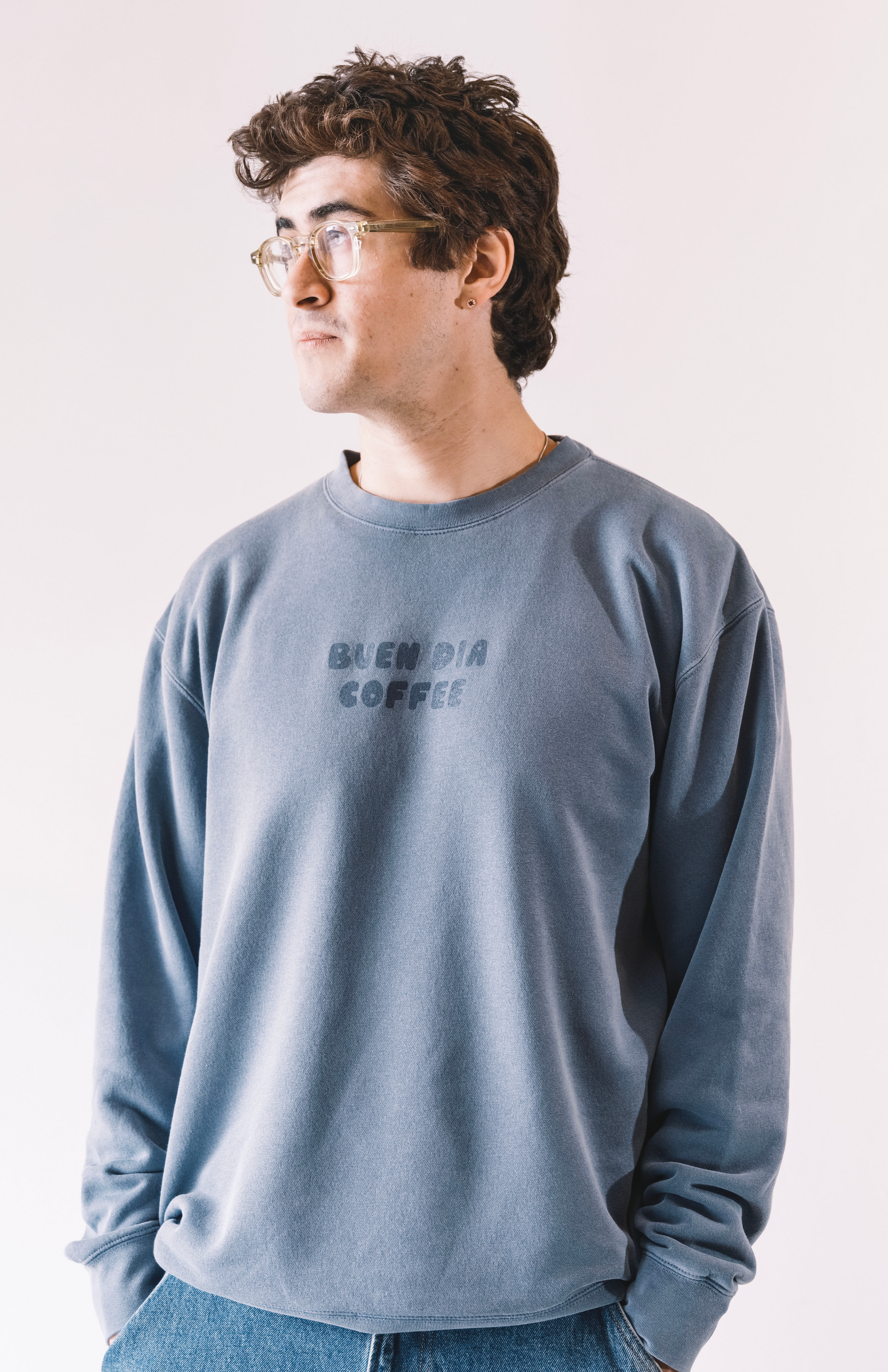 BUEN DIA COFFEE CREWNECK IN BLUE