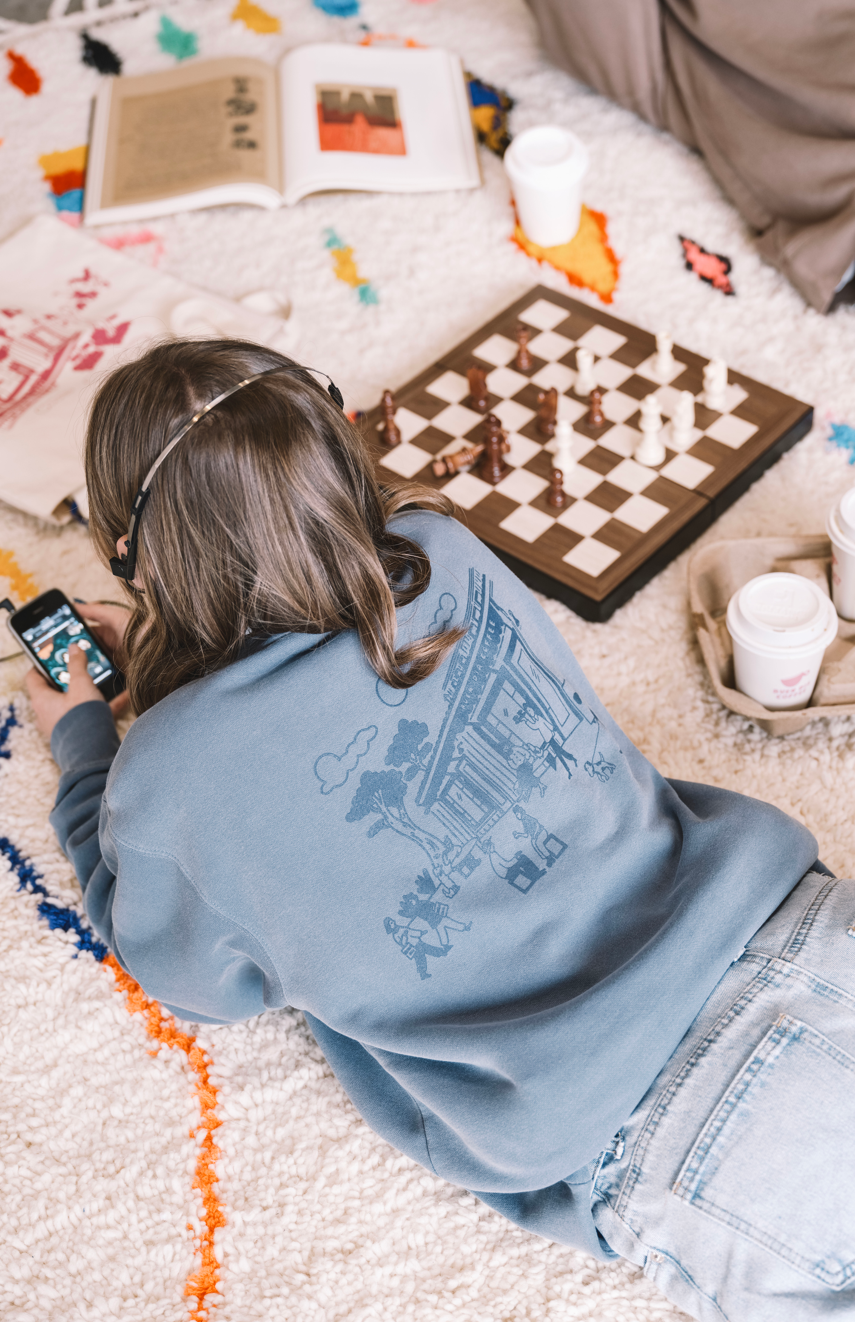 BUEN DIA COFFEE CREWNECK IN BLUE