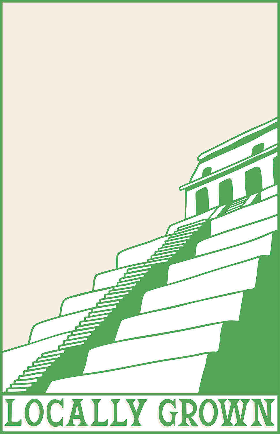 Beige and green wall art locally grow coffee guatemala temple print